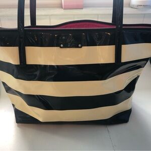 Kate Spade ♠️ Black and Cream Striped Tote Bag